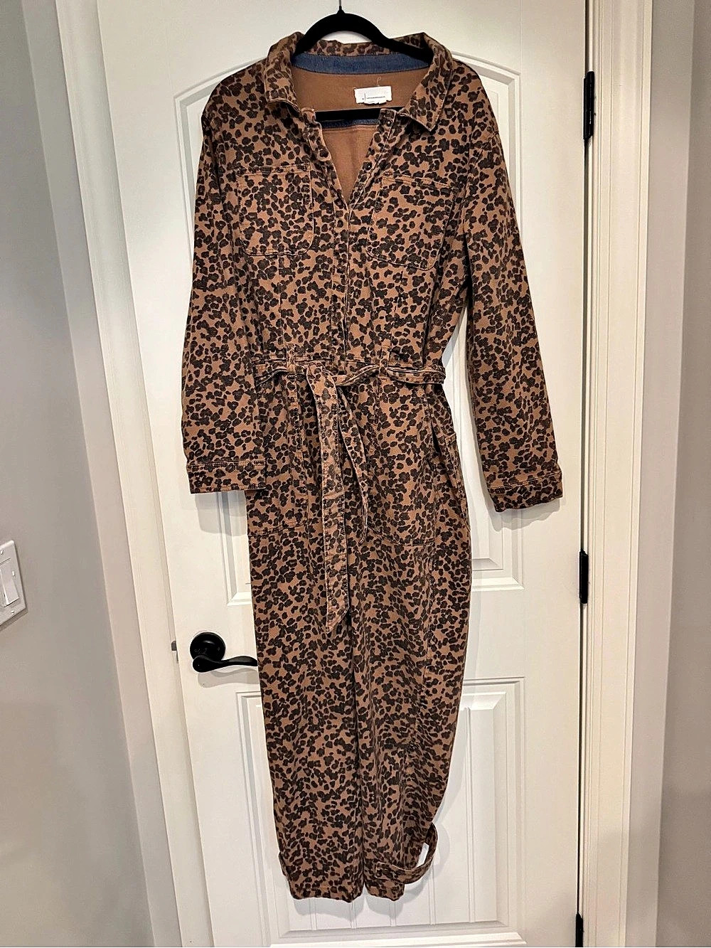 Anthropologie Animal Printed Jumpsuit Animal Print Tie Waist Jumpsuit